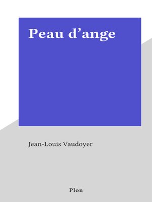 cover image of Peau d'ange